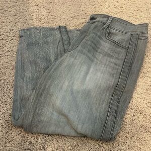 14s 14 short whbm straight embellished jeans gray side stripe beads cropped